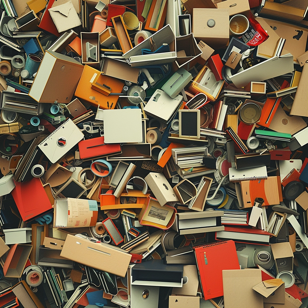 A chaotic and disorganized brand presentation, illustrating the problems of poor branding.